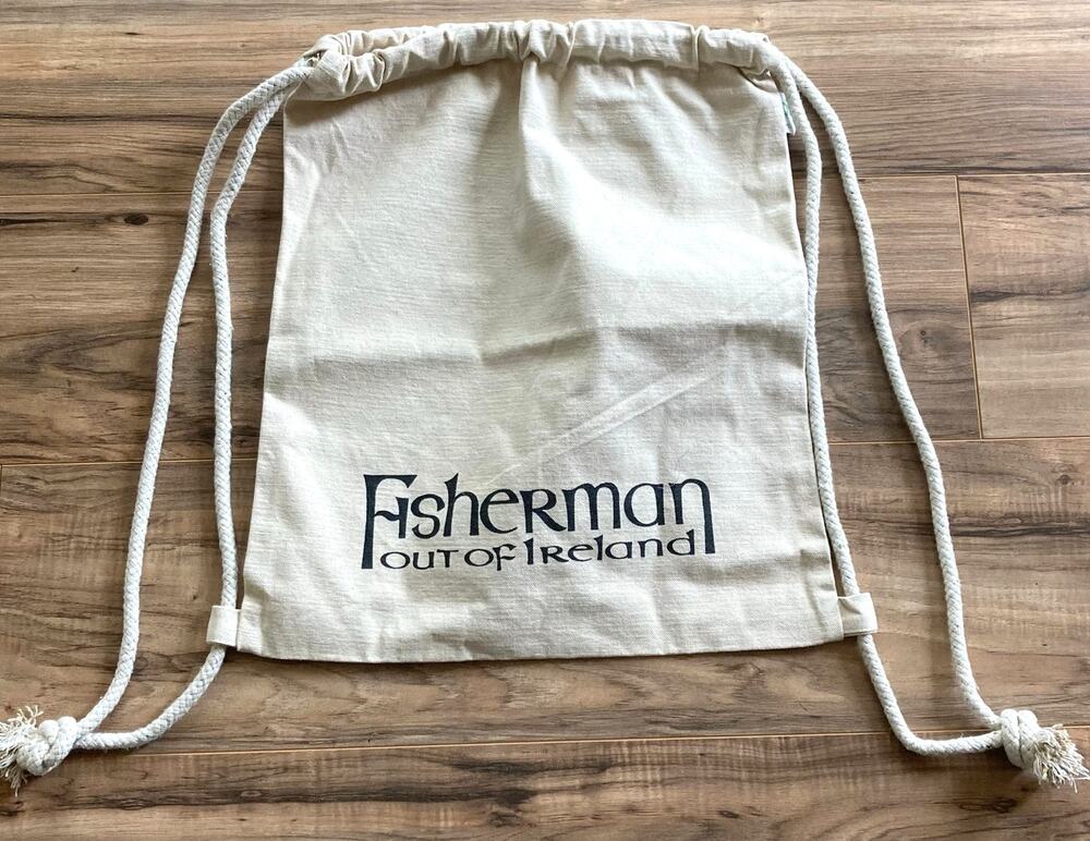 Fisherman Out of Ireland Canvas Backpack Tote Cream Organic Cotton Rope Straps